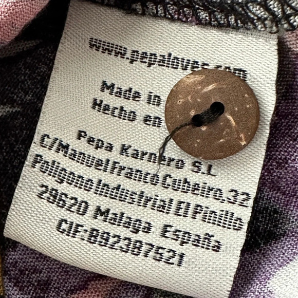 PEPALOVES Bohemian Tropical Button Up Shirt Black Whimsical Butterflies Large - Picture 12 of 16